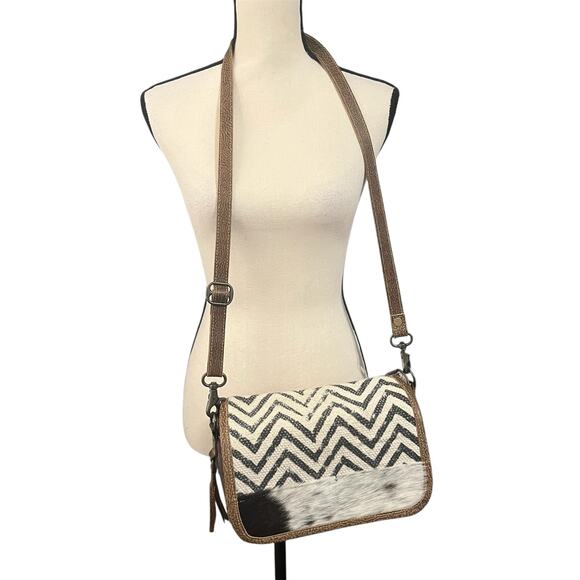 Myra Bag Handbags - Myra Bag Women's Leather Cotton Crossbody Bag Purse 13"x9"x3" Western Country